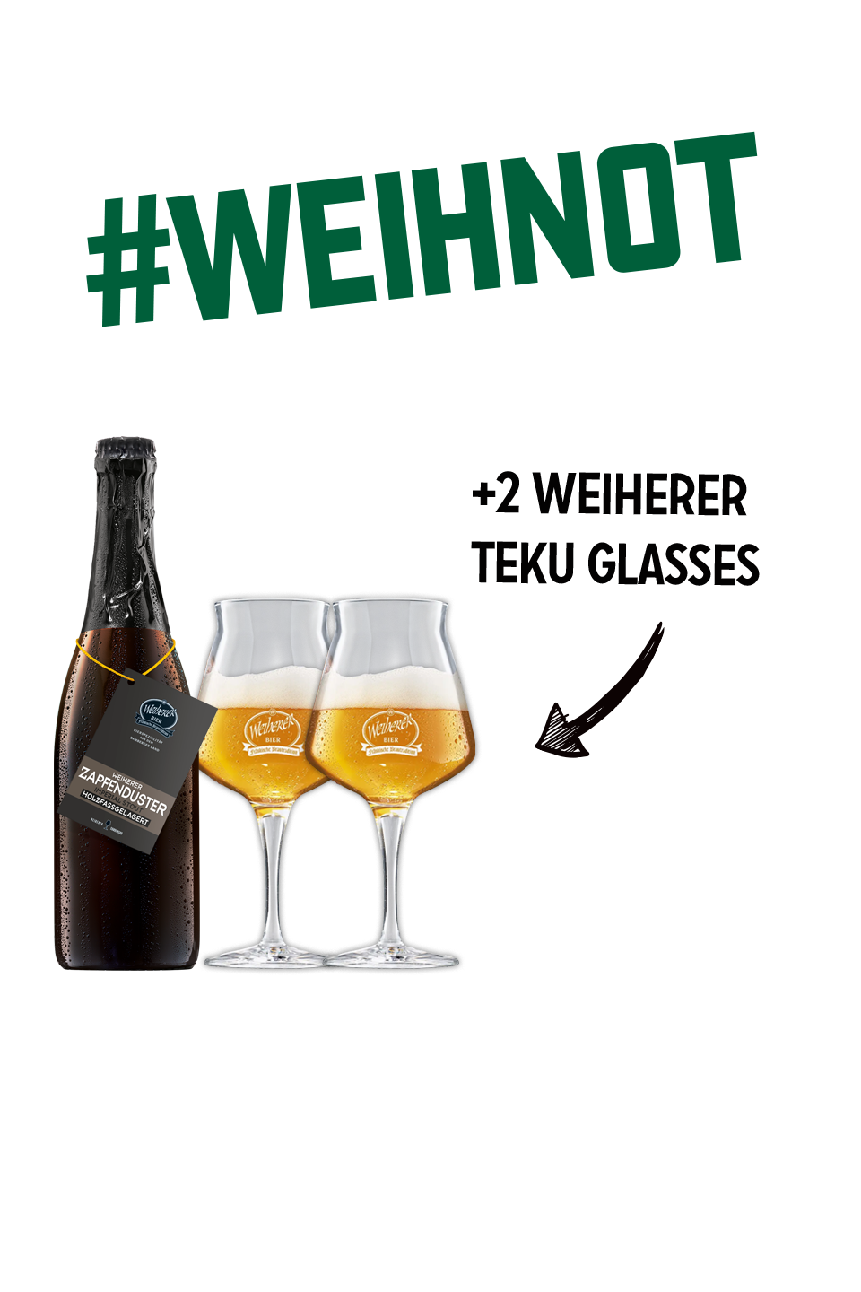 Geschenkpaket Weiherer Zapfenduster Holzfassgelagert 0,75l + 2 Teku-Pokale